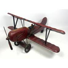 Sold at Auction: LARGE DECORATIVE PAINTED WOOD AND METAL BIPLANE. NEWER.