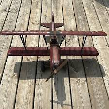 Vintage Red Baron Bi-Plane Fighter Pilot Wood Carved LARGE - OVER 10LBS | eBay