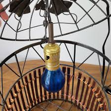Vintage Birdcage Style Lamp, Round Bamboo and Metal Table ...