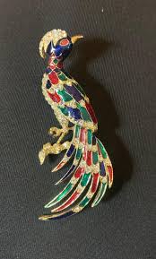 Vintage Statement Brooch Colorful Bird of Paradise / Peacock ...