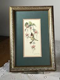 Vintage Artist Drawn and Signed Framed and Double Matted Hummingbird Art Piece | eBay