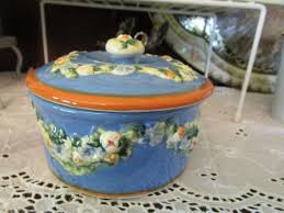 Vintage Beautiful Blue With Flowers Round Pottery Bowl With Lid - Etsy