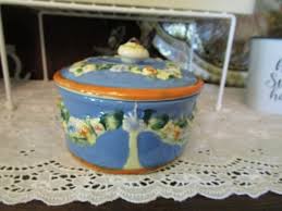 Buy Vintage Beautiful Blue With Flowers Round Pottery Bowl With Lid Online in India - Etsy