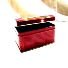 Christmas Poinsettia Flip Top Tin Gift Chest Greenbrier 5 x ...