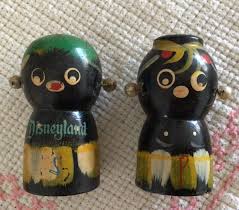Vintage Disneyland 1950s Hand painted Wooden Salt & Pepper ...