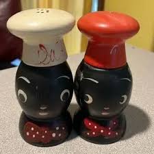 Other | Vintage Black Americana Wood Salty Peppy Salt Pepper ...