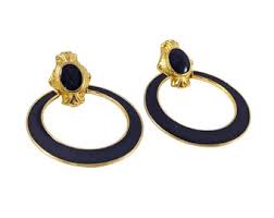 Vintage 1980s Deep Purple Enamel Hoop Gold Tone Earrings - Etsy