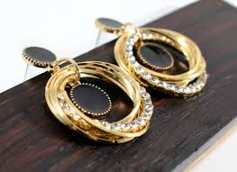 Clearance - Plugs - Dangle Gold Black Rhinestone Multi Circles - 4g, 2g - Etsy