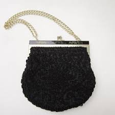 Black Beaded Antique Clutch Purse Handmade in France, Small Formal Evening Bag Flapper Fashion - Etsy