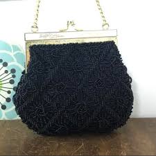 Vintage Beaded Purse, Black Evening Bag or Clutch.... | Depop
