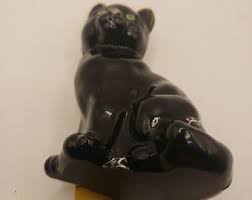 Vintage Fenton Glass Black Cat! Hand-painted With Pink Flowers & Green Eyes by S. Hart 1970s - Etsy