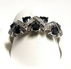 14K White Gold Fancy Black and White Diamond Ring - Etsy