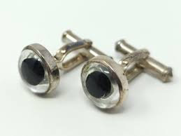 Vintage Sterling Silver and glass Cufflinks .925 hardware ...