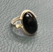 Vintage Hallmark 925G Sterling Silver Oval Ring Black Onyx ...