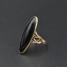 Vintage Egyptian Revival Black Onyx and 10k Gold Ring ...