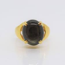 Vintage 18K Solid Yellow Gold Natural Black Sapphire Ring ...