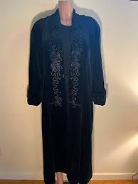 Vintage J.L DeBall Heavy Black Velvet Jacket Long Coat Womens - Large | eBay