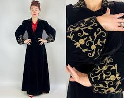 1930s Gilded Gal at the Gala Coat | Vintage 30s Bullocks FOGA Black Silk Velvet Opera Jacket W/ Gold Metal Soutache & Rhinestones | Small XS - Etsy