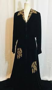 1920s Black Velvet Hostess Gown - Etsy