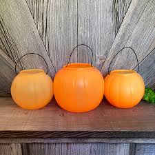 Vintage Pumpkin Halloween Bucket {blow Mold Pumpkin Trick or ...