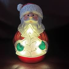Holiday | Vtg Lighted Glitter Santa Holding Sparkly ...