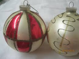 Vintage W Germany 3 Glass Christmas Ornaments striped ...
