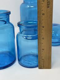 pair of vintage blue glass bubble lid canister jars-made in ...