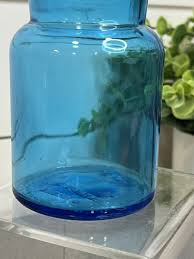 MEDUIM SIZE APOTHECARY JAR Vintage BLUE Glass Bottle w ...