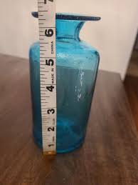 Teal blue glass bottle | eBay
