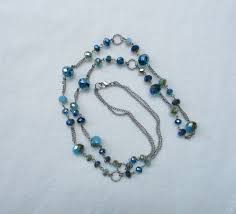 Ladies necklace blue faceted acrylic beads excellent ...