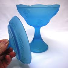 Vintage Indiana Blue Frosted Glass CANDY DISH, in the Famous Grapes-Ha – Gillmore Coins & Collectibles