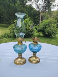 2 Vintage Norleans Hong KONG BLUE KEROSENE LAMPS | eBay