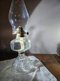 Vintage Kaaden Clear Glass Pedestal Oil Lamp With Chimney - Etsy