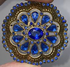 VINTAGE CZECH VIBRANT BLUE RHINESTONE GORGEOUS BROOCH | eBay