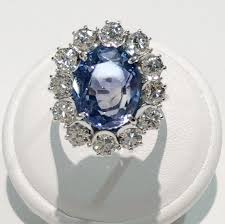 18 Karat White Gold Diamond and Sapphire Ring For Sale at ...