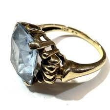 Vintage 10k Yellow Gold Aquamarine Ring size 6.5 (#1353) | eBay