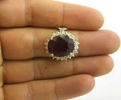 Natural Oval Red Ruby & Diamond Halo Solitaire Ring 14k ...