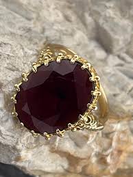 Vintage Garnet 9ct Gold Statement Ring Size Uk P1/2 Usa 8 - Etsy