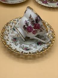 Japanese Bone China Tea Cups & Saucers Set of 3 Flowers And ...