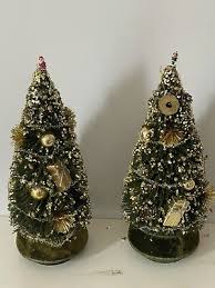 Pair Of Japan Automaton Christmas Trees Bottlebrush Music Movement Vintage 12” | eBay