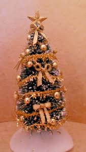 Dollhouse Miniature Handcrafted Sparkle Christmas Tree w/Gold Bows & Balls 1;12 | eBay