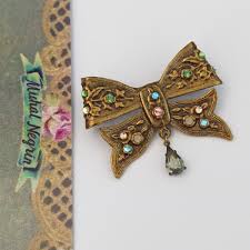 Michal Negrin Brooch Bow Pin Deco With Swarovski Crystals ...