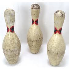 Original Vintage American Mid 20th Century Wood Bowling Pins. Lot of 3 | Chairish