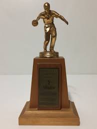 Vintage 50s Mens Bowling Trophy Gold Metal Topper Wood 1952 ...