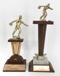 Vintage 1960's Trophy Bowling Art Deco Wood Base Pedestal ...