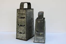 vintage tinned steel graters large & small, primitive kitchen decor or luminaries