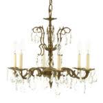 Vintage Brass and Crystal Six Light Chandelier | Grandview ...