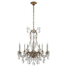 Thomas O'Brien Yves Chandelier in Gilded Iron with Crystal ...