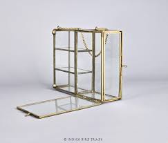 Vintage Brass and Glass Curio Display Cabinet With Chain ...