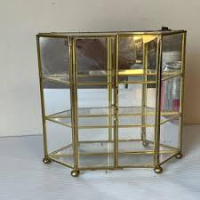 Vintage Brass Glass Curio Cabinet, Figurine Display Case ...